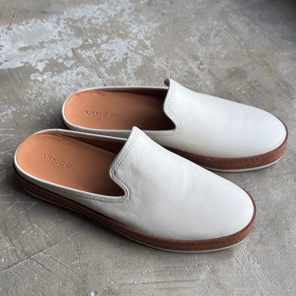 Vince Canella Leather Slip On Mules